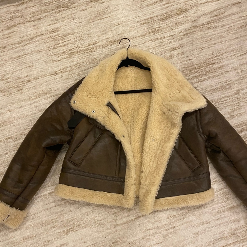 Zara faux fur leather jacket